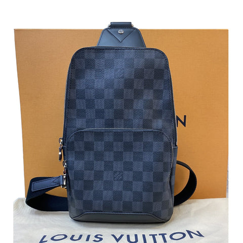 LOUIS VUITTON Avenue Sling Damier Graphite Backpack Bag Black