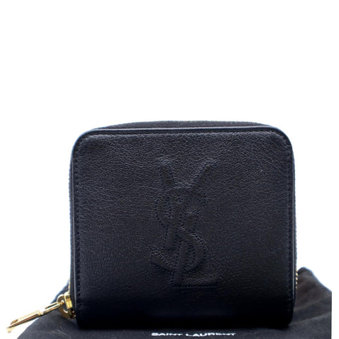YVES SAINT LAURENT Grained Leather Zip Wallet Black