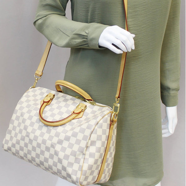 LOUIS VUITTON Speedy 30 Damier Azur Bandouliere Satchel Bag