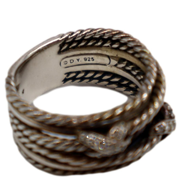 DAVID YURMAN Albion Diamond Double X Crossover Silver Ring