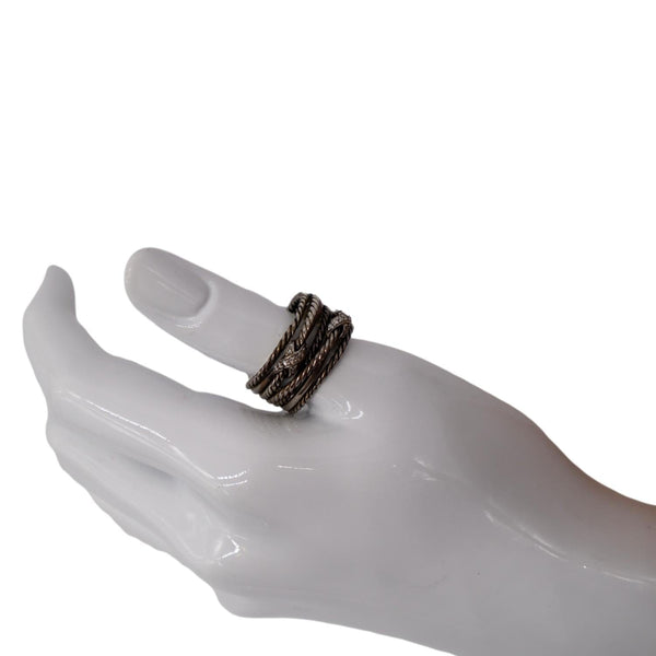 DAVID YURMAN Albion Diamond Double X Crossover Silver Ring