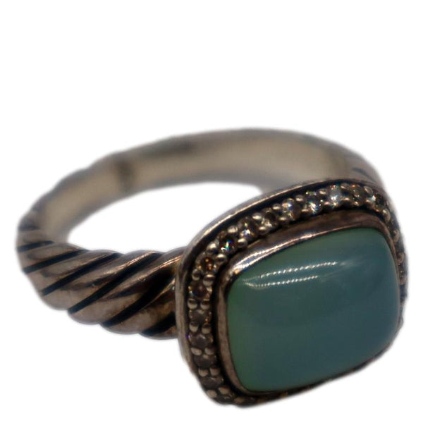 DAVID YURMAN Albion Sterling Silver Pave Diamond Green Ring