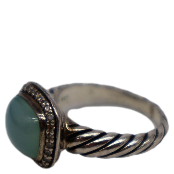 DAVID YURMAN Albion Sterling Silver Pave Diamond Green Ring