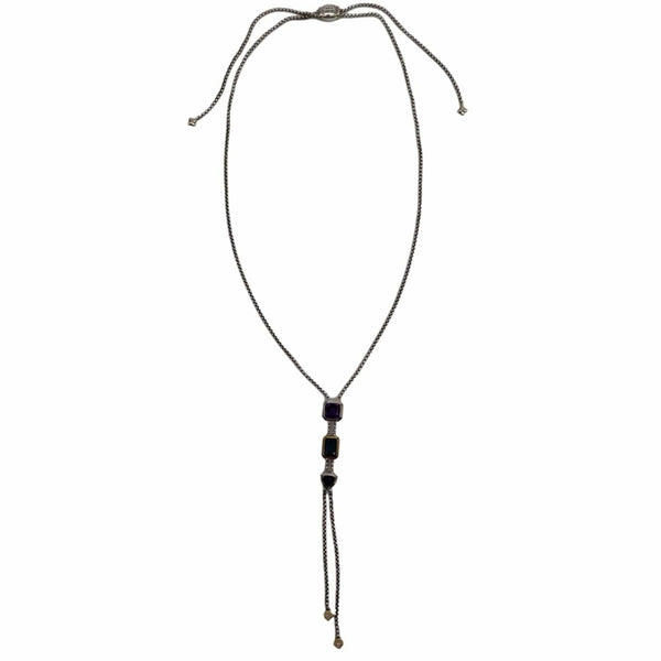 DAVID YURMAN Novella Y-Necklace Pave Diamond Silver Multicolor