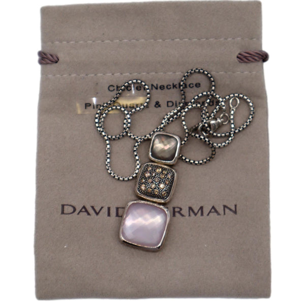 DAVID YURMAN Chiclet Small Triple Drop Pendant Grey Necklace