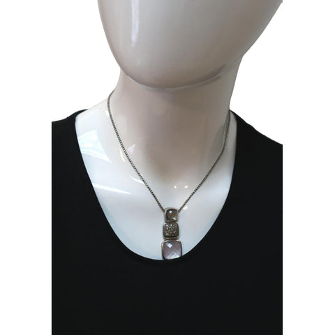 DAVID YURMAN Chiclet Small Triple Drop Pendant Grey Necklace