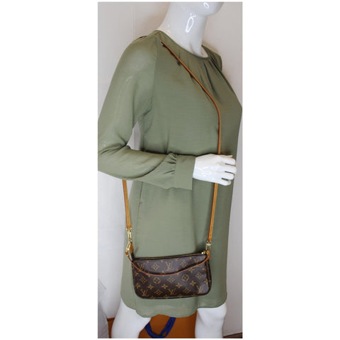 LOUIS VUITTON Mini Pochette Monogram Canvas Accessories Pouch Brown