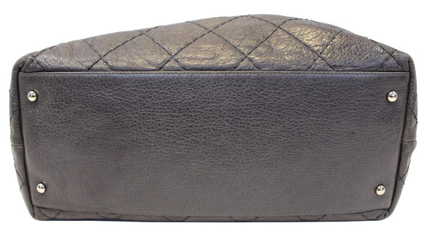 CHANEL Dark Brown Glazed Leather On the Road Tote Bag