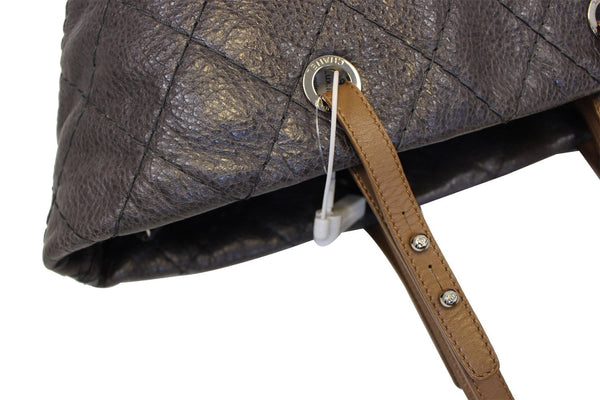 CHANEL Dark Brown Glazed Leather On the Road Tote Bag