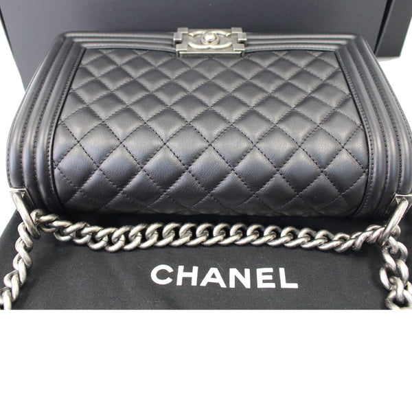 CHANEL Boy Medium Lambskin Leather Shoulder Bag Black