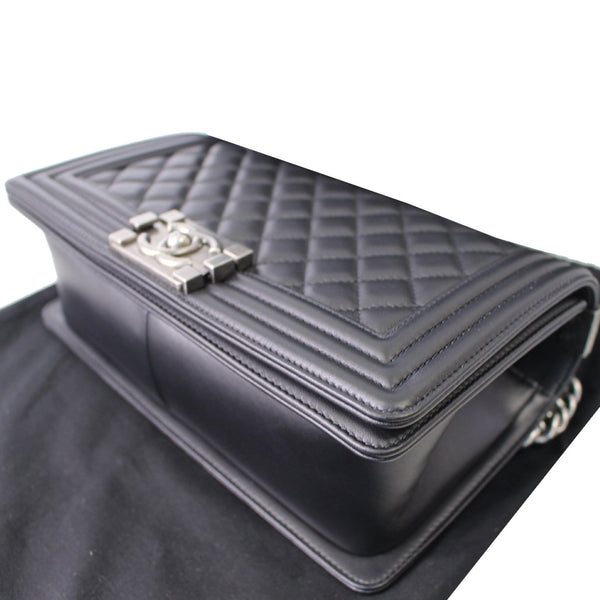 CHANEL Boy Medium Lambskin Leather Shoulder Bag Black