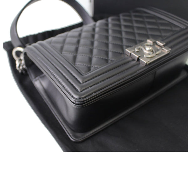 CHANEL Boy Medium Lambskin Leather Shoulder Bag Black