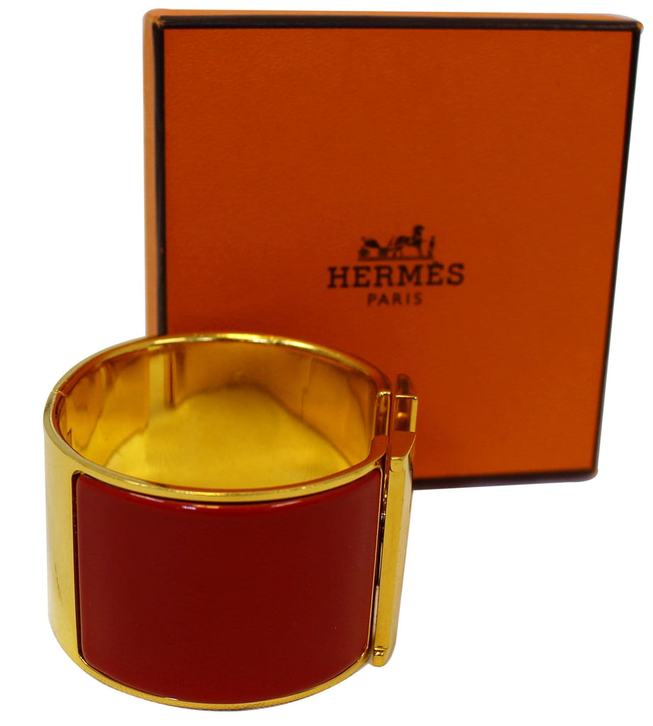 HERMES H Clic Clac Enamel Bracelet Bangle Size 7.5 White/Gold