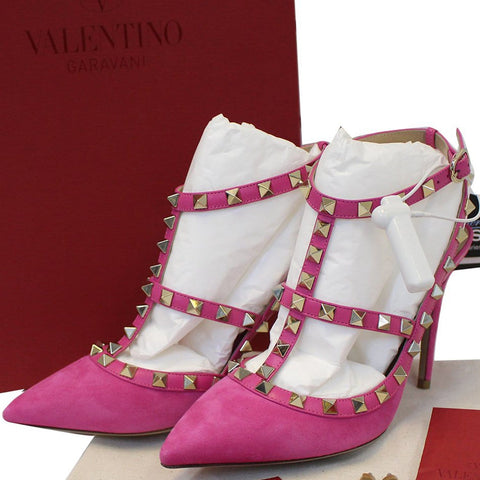 Valentino Ankle Strap Pumps Garavani Rockstud Size 6 - pink
