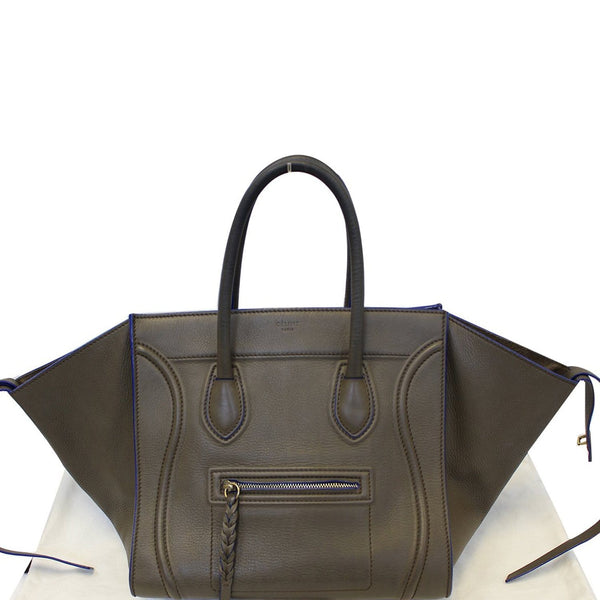 CELINE Phantom Luggage Olive Green Bicolor Grained Leather Bag