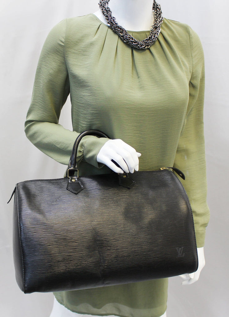 Louis Vuitton Black Noir Epi Vintage Speedy 35 Bag (733) - ShopperBoard