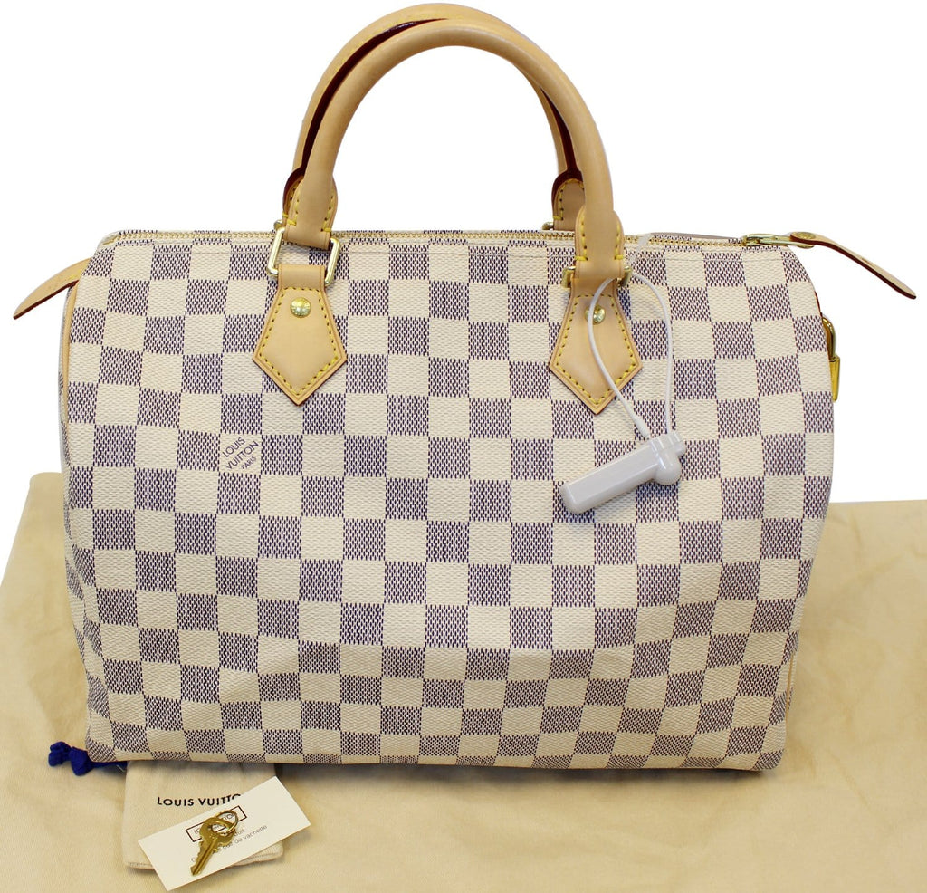 Louis Vuitton Tasche Speedy 30 Damier Azur LOUIS VUITTON Speedy 30 Damier Azur Satchel Handbag