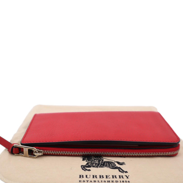 BURBERRY Fold Over Leather Wallet Red
