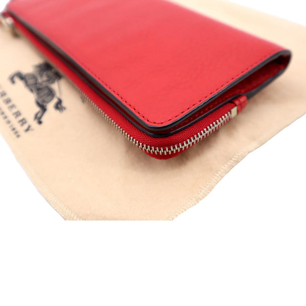 BURBERRY Fold Over Leather Wallet Red