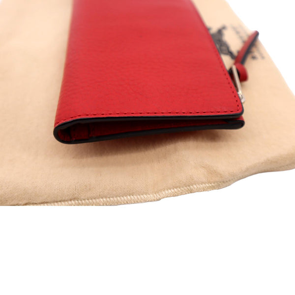 BURBERRY Fold Over Leather Wallet Red