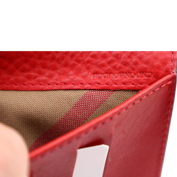 BURBERRY Fold Over Leather Wallet Red