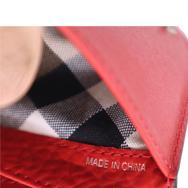 BURBERRY Fold Over Leather Wallet Red