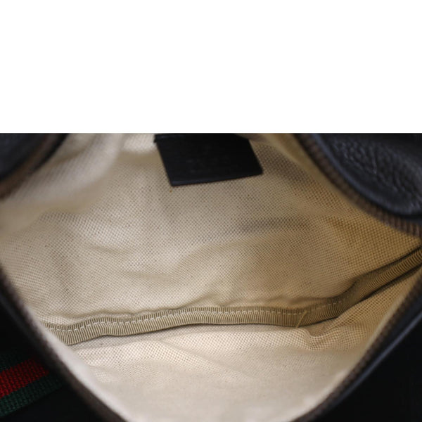 GUCCI Logo Print Grained Calfskin Leather Small Belt Bag Black 527792