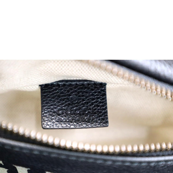 GUCCI Logo Print Grained Calfskin Leather Small Belt Bag Black 527792
