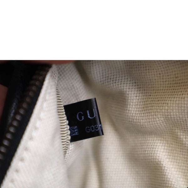 GUCCI Logo Print Grained Calfskin Leather Small Belt Bag Black 527792