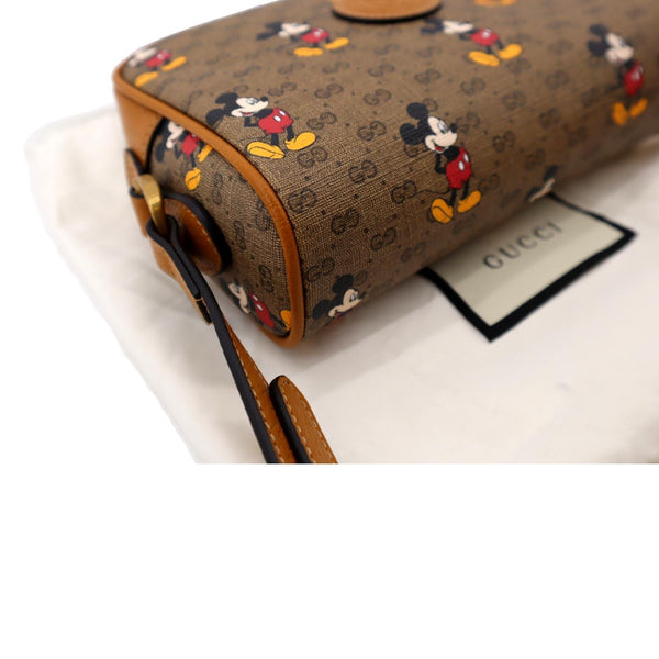 GUCCI x Disney Mickey Mouse GG Supreme Coated Canvas Crossbody Bag Brown 602536