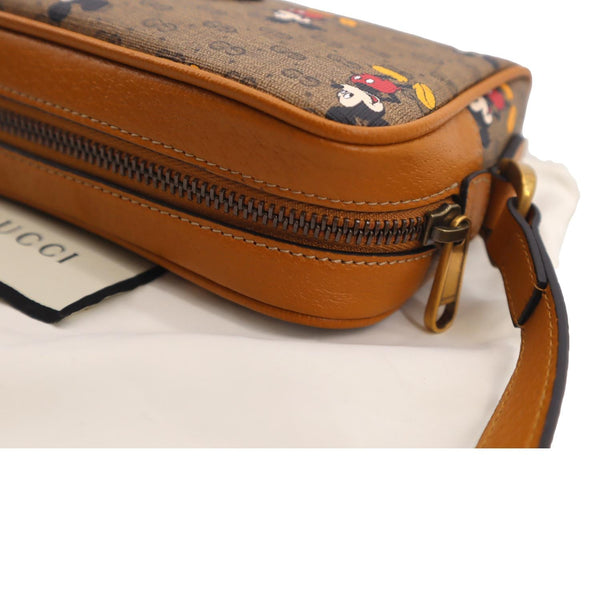 GUCCI x Disney Mickey Mouse GG Supreme Coated Canvas Crossbody Bag Brown 602536
