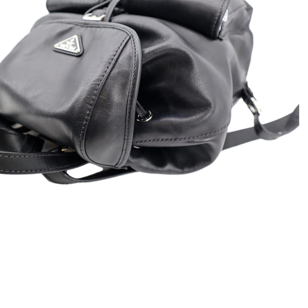 PRADA Milano Double Pocket Leather Backpack Bag Black