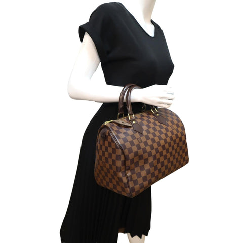 LOUIS VUITTON Speedy 30 Damier Ebene Satchel Bag Brown