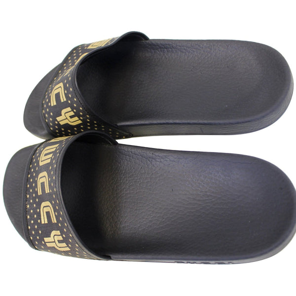 Gucci Black Supreme Canvas Slide Sandal - Last Call | pure leather made