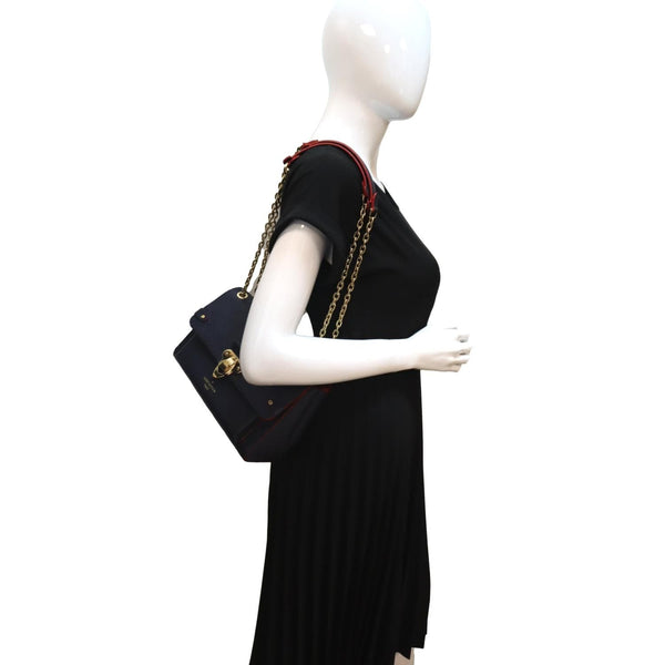 LOUIS VUITTON Vavin PM Monogram Empreinte Leather Shoulder Bag Blue