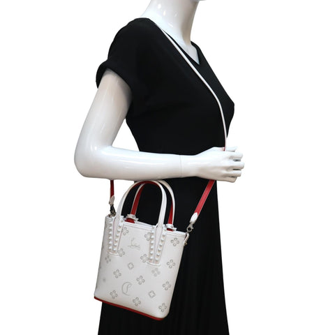 Christian Louboutin Cabata Mini Leather Tote Bag White - Full View