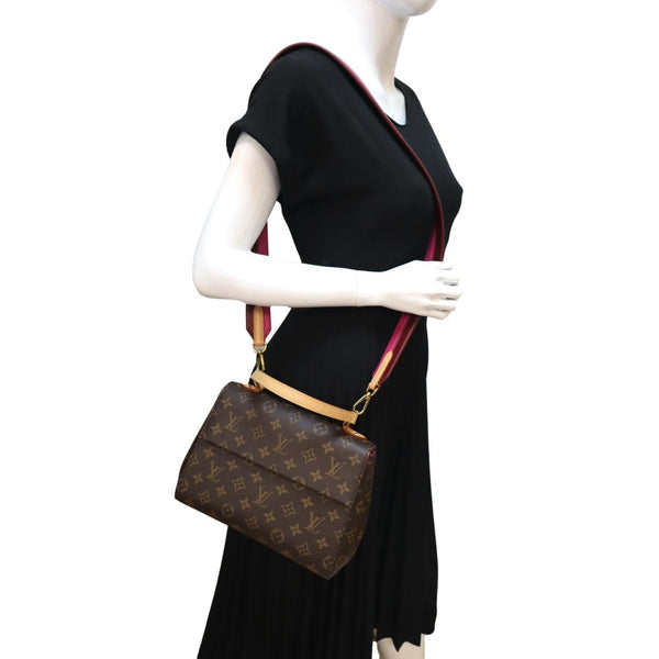 LOUIS VUITTON Cluny BB Monogram Canvas Shoulder Bag Fuchsia