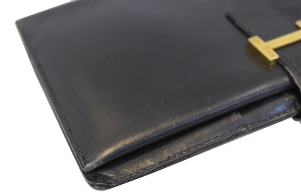 HERMES Bearn Epsom Leather Black Long Bifold Wallet
