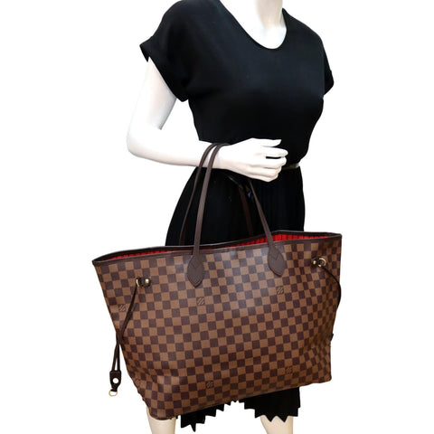 LOUIS VUITTON Neverfull GM Damier Ebene Tote Shoulder Bag Brown