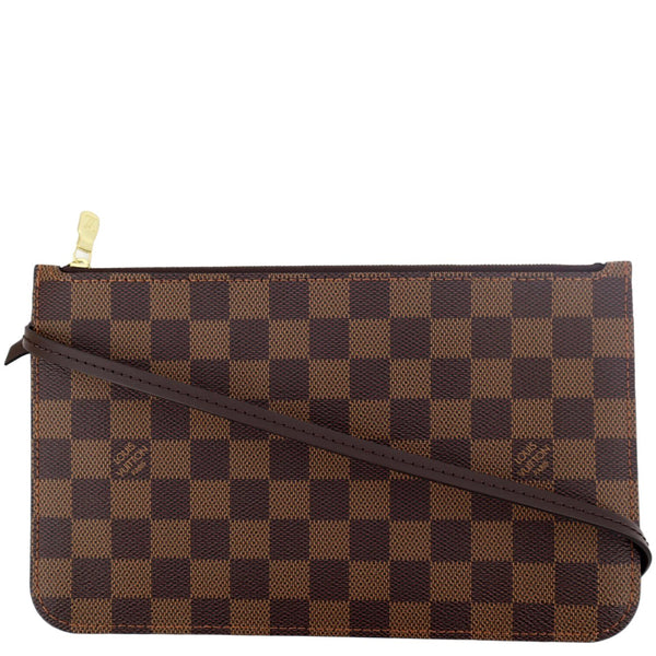 LOUIS VUITTON Neverfull Damier Ebene Pochette Wristlet Pouch Brown