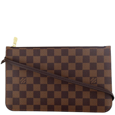 LOUIS VUITTON Neverfull Damier Ebene Pochette Wristlet Pouch Brown