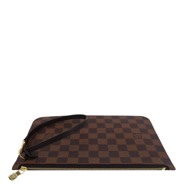 LOUIS VUITTON Neverfull Damier Ebene Pochette Wristlet Pouch Brown