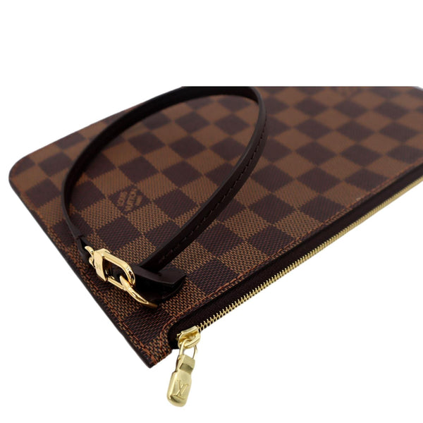 LOUIS VUITTON Neverfull Damier Ebene Pochette Wristlet Pouch Brown