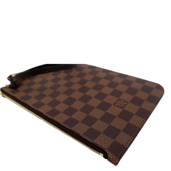 LOUIS VUITTON Neverfull Damier Ebene Pochette Wristlet Pouch Brown