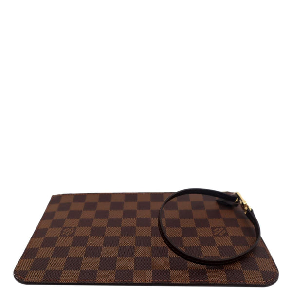 LOUIS VUITTON Neverfull Damier Ebene Pochette Wristlet Pouch Brown