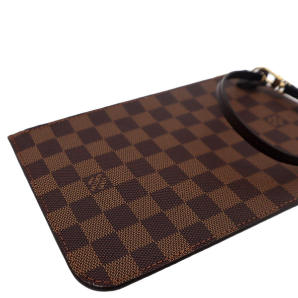 LOUIS VUITTON Neverfull Damier Ebene Pochette Wristlet Pouch Brown