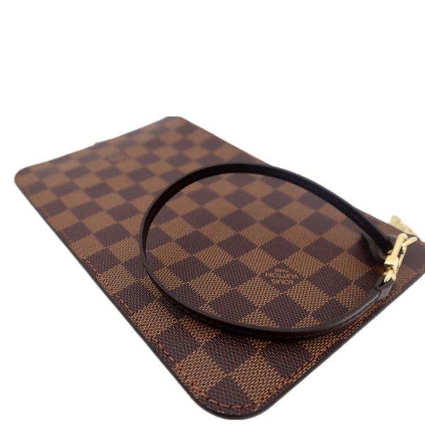 LOUIS VUITTON Neverfull Damier Ebene Pochette Wristlet Pouch Brown