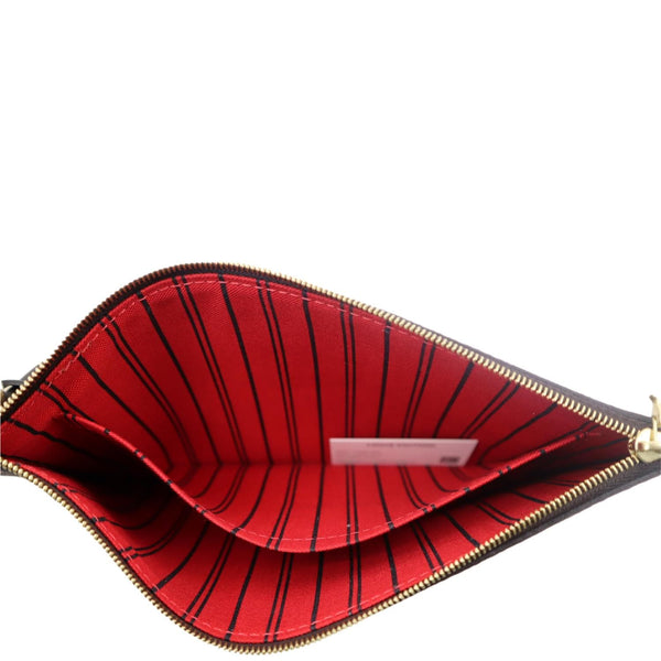 LOUIS VUITTON Neverfull Damier Ebene Pochette Wristlet Pouch Brown