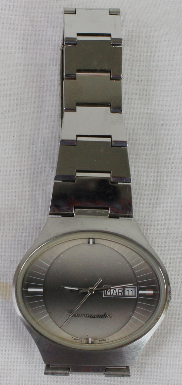 MIDO Commander 1980 Day Date Men's Stainless Steel Watch Light Grey Dial 41MM