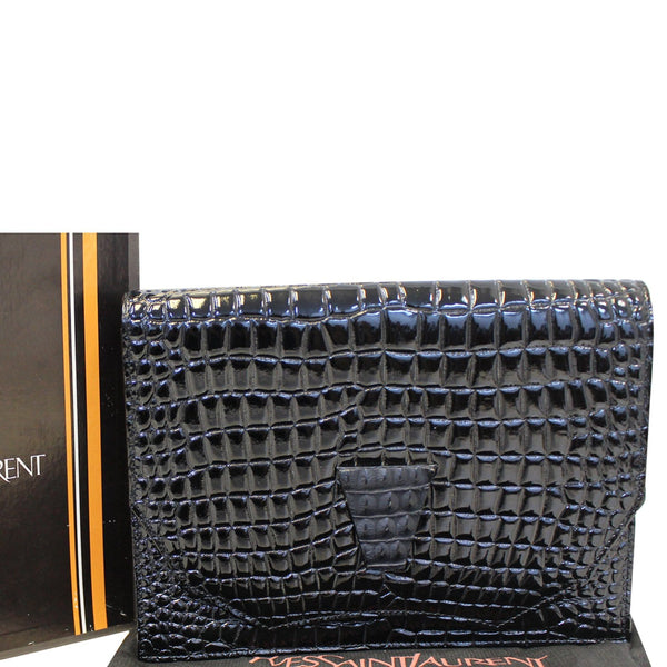 YVES SAINT LAURENT Black Crocodile Leather Clutch Bag-US